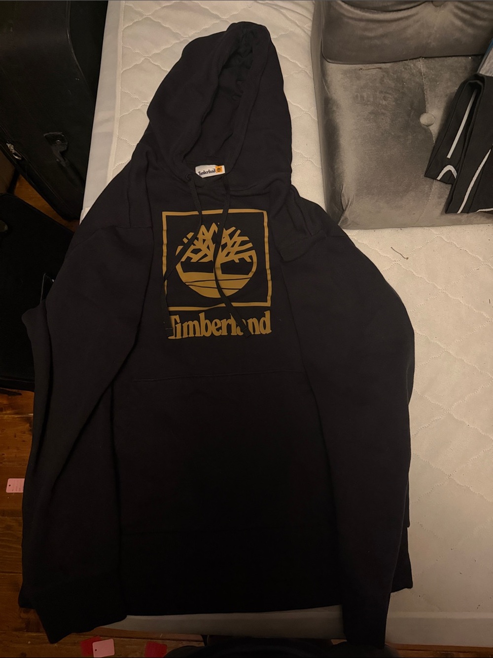 Timberland Black Hoodie with Gold Logo Print
